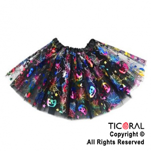 POLLERA TUTU BRUJA ESTAMPADO MULTICOLOR HALLOWEEN x 1